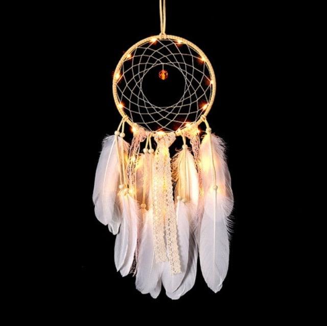 Dream Catcher Led Handmade Dream-catcher Traditional Feather Hanging Home Wall Decoration  Night Dream Catchers  Decor Ornament Wall Hanging Wind Chimes For Home Room Decoration