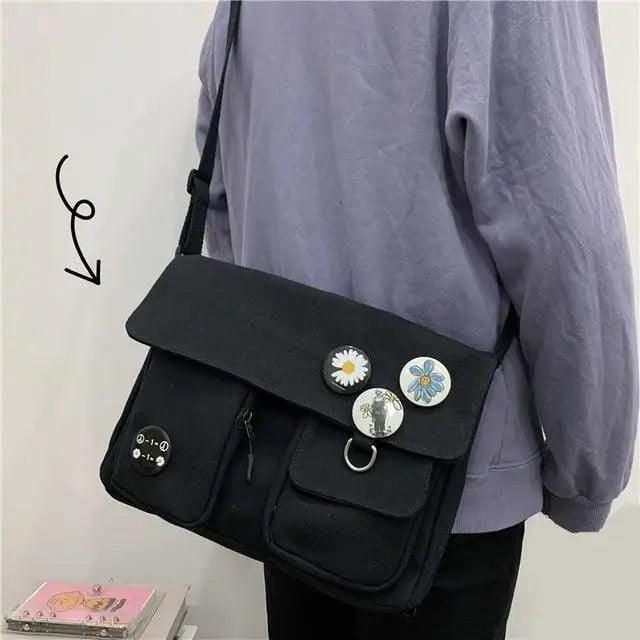 Durable Canvas Diagonal Cross Bag Youth Fashion And Casual Version Ladies Large Capacity Shoulder Bag For Women And Girls
