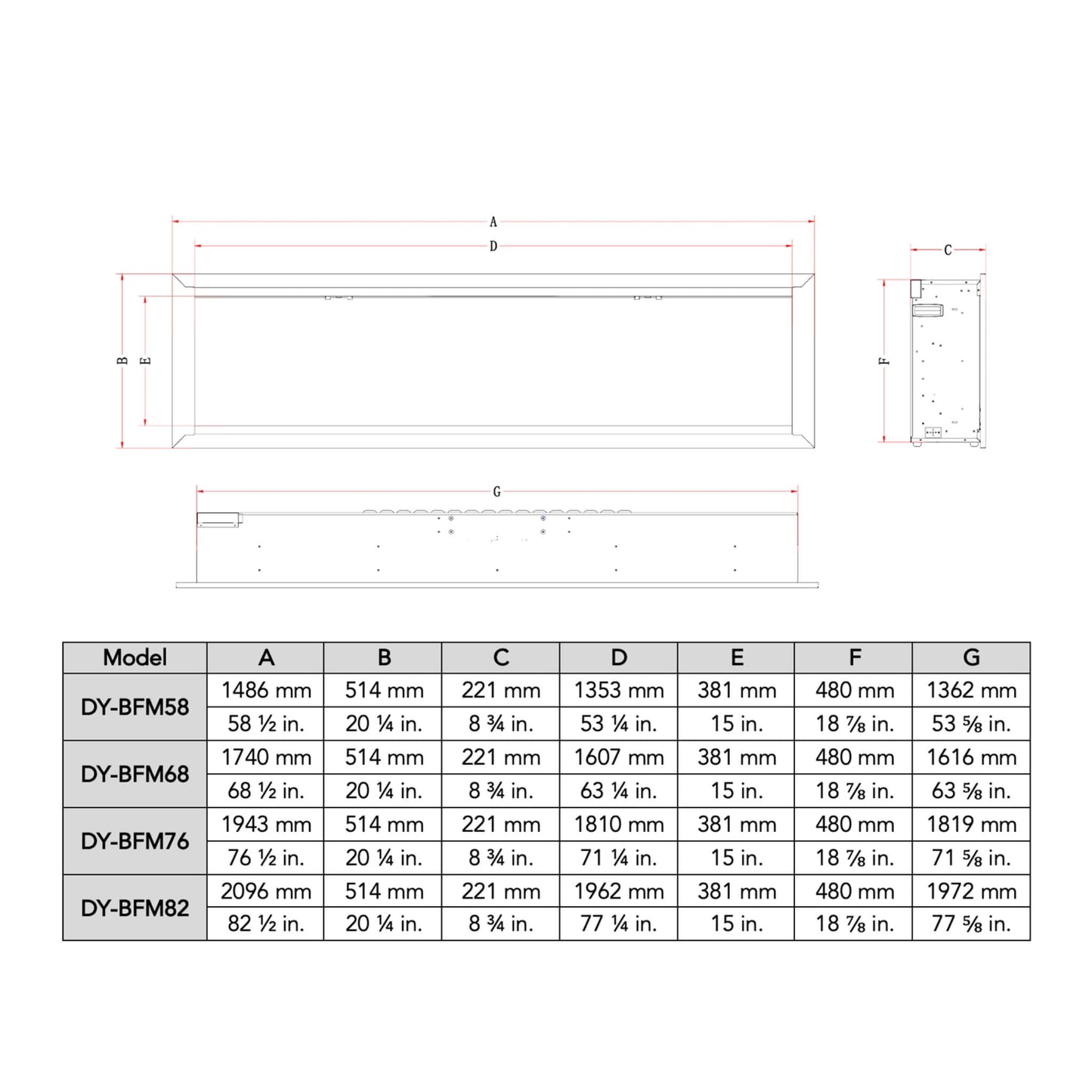 Dynasty Allegro 68-Inch Smart Linear Electric Fireplace With Remote Control [DY-BFM68] (SAK87415)