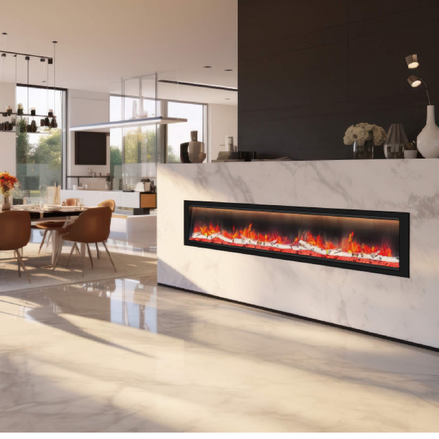 Dynasty Allegro 82-Inch Flush Mount Smart Linear Electric Fireplace [DY-BFM82] (SAK29014)