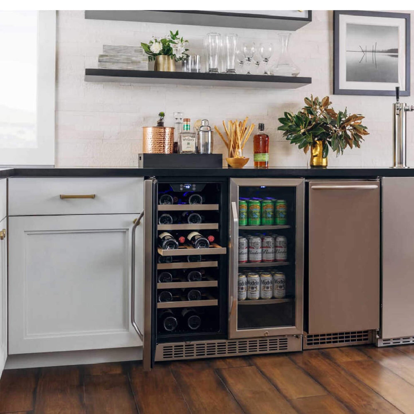Edgestar 30-Inch Wide 28 Bottle Built In Dual Zone Beverage Center With 86 Can Capacity (SAK35972)