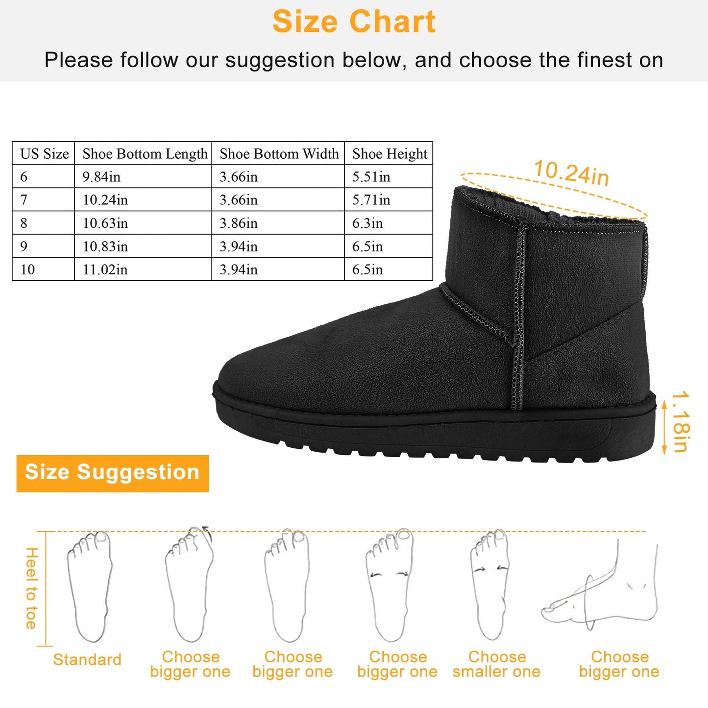 Women Lady Snow Boots Suede Mid-Calf Boot