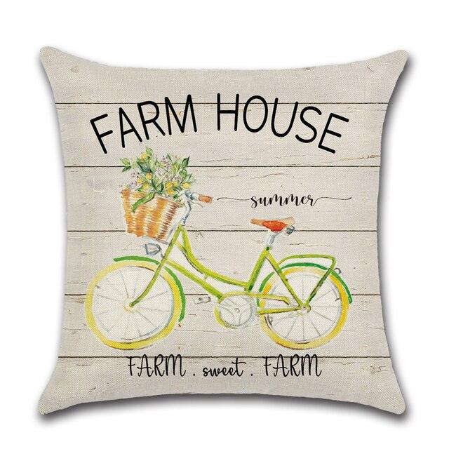 Elegant Linen Cushion Cover Black White Plaid Flower Pillow Case Throw Pillow Covers Waterproof Summer Outdoor Pillow Covers Home Summer Pillow Covers Home Decorative Pillows Cover For Sofa 45x45CM