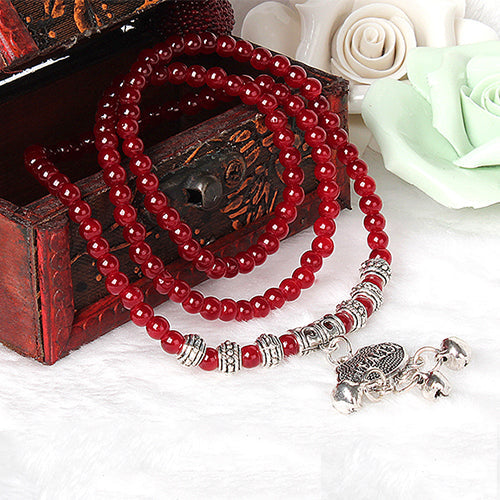 Red Agate Beaded Bracelet