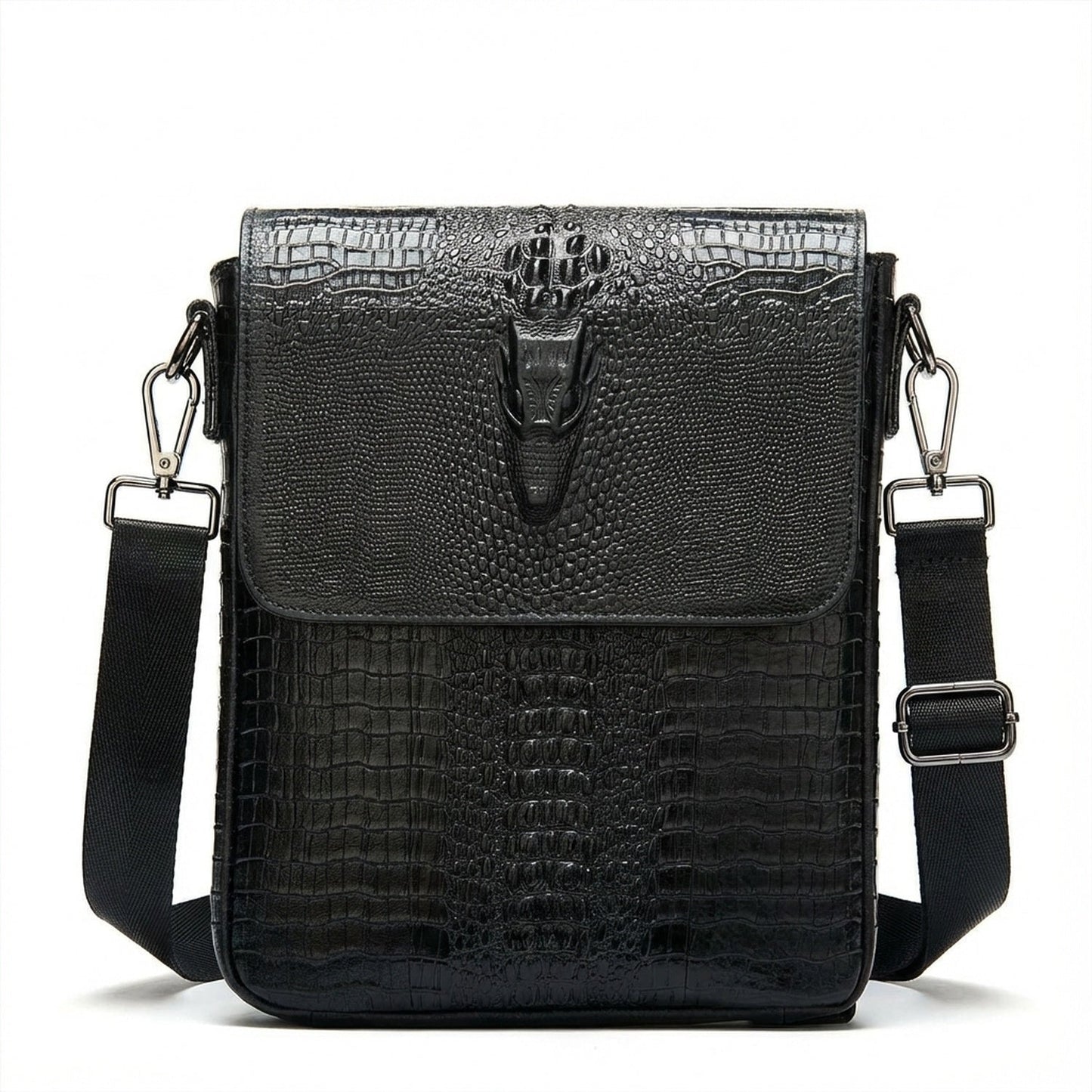 Men's Croc-Embossed Leather Sling Bag – Structured Office Carry