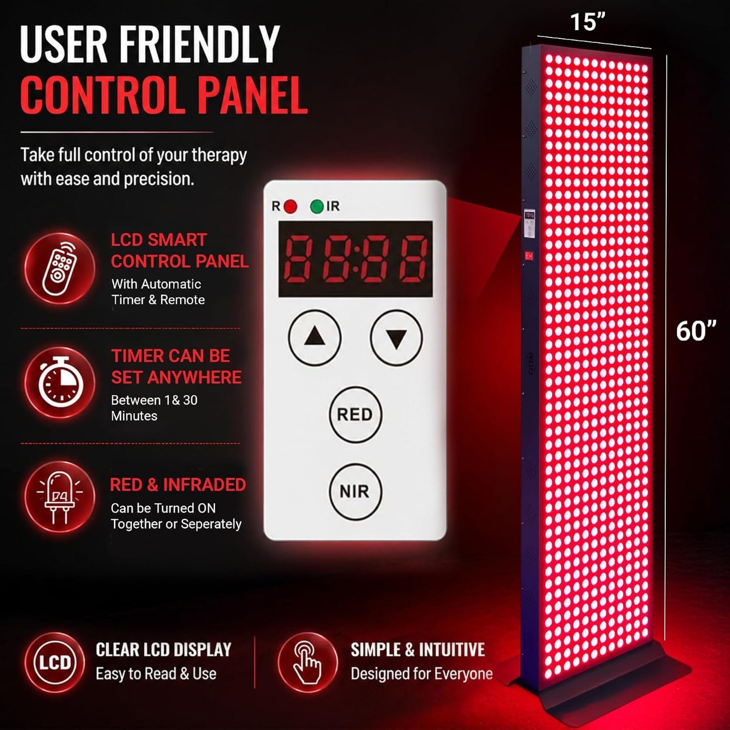 Full-Body Dual-Chip Clinical-Grade Red Light Therapy Panel (SAK63480)