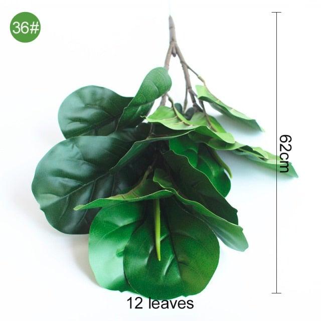 Green Artificial Palm Leaves Plastic Tropical Tree Fake  Indoor Outdoor Garden Home Outdoor Decorations