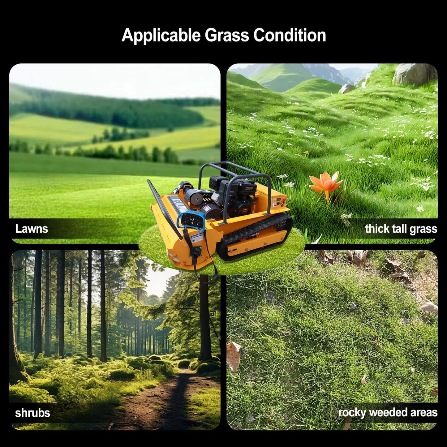 OVK Heavy-Duty 459CC Commercial Remote-Controlled Hybrid Mower (SAK68124)