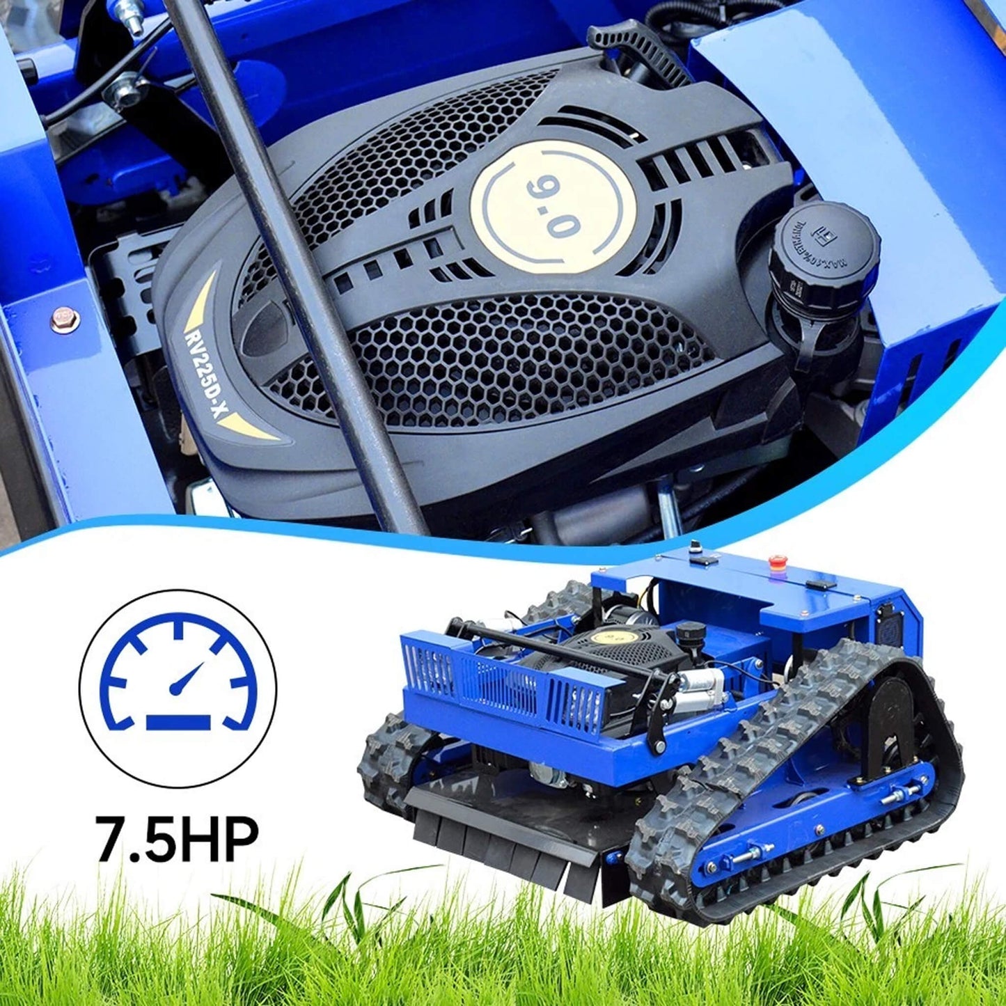 OVK Heavy-Duty 7HP Commercial Remote-Controlled Tracked Gasoline Lawn Mower (SAK94270)