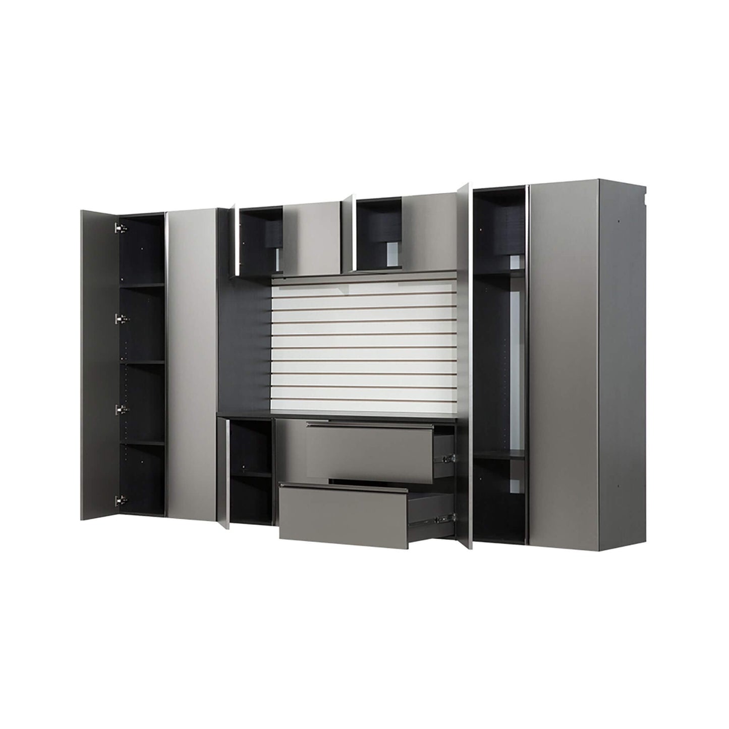 Alora Heavy-Duty Wall-Mounted Metallic Gray Garage Cabinet Set With Soft Closing Doors And Drawers (SAK24368)