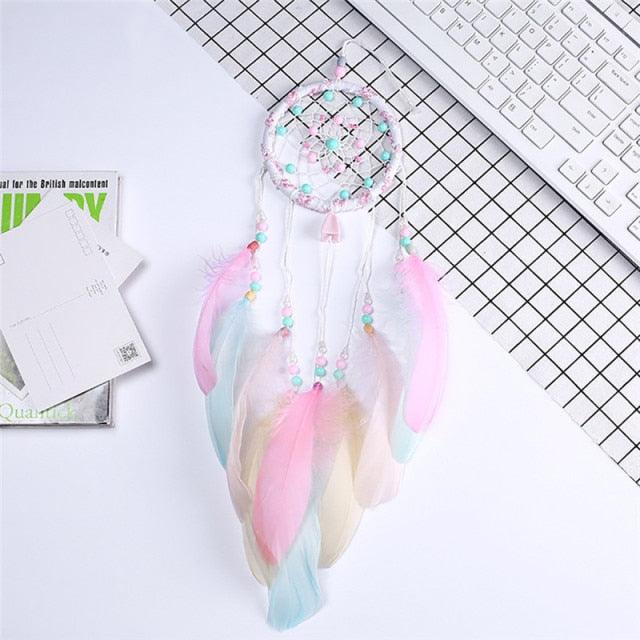 Indian Style Dreamcatcher Handmade Wind Chimes Hanging Pendant Dream Catcher For Bedroom Home Wall Art Hangings Decorations Feather Flowers Dream Catchers For Girls Kids Nursery Bedroom Wall Decor Festival Gift