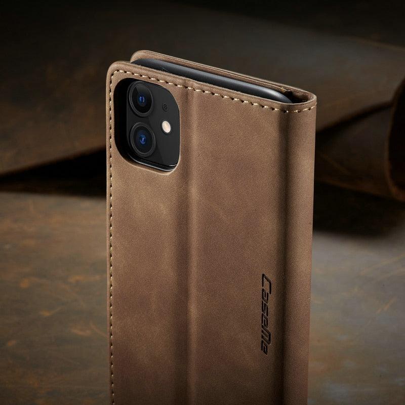 Leather Case For iPhone 14 13 11 12 Mini Pro XS XR Max Luxury Magnetic Flip Phone Case For iPhone Business Classic Wallet Cover Leather Magnetic Flip Back Stand Case/Cover