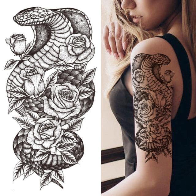 Luxury Black Forest Tiger Wolf Tattoo Sticker Temporary Tattoo Animals Colorful Big Tattoo Stickers For Mens Womens