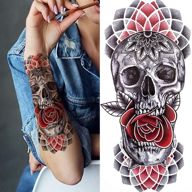 Luxury Black Forest Tiger Wolf Tattoo Sticker Temporary Tattoo Animals Colorful Big Tattoo Stickers For Mens Womens