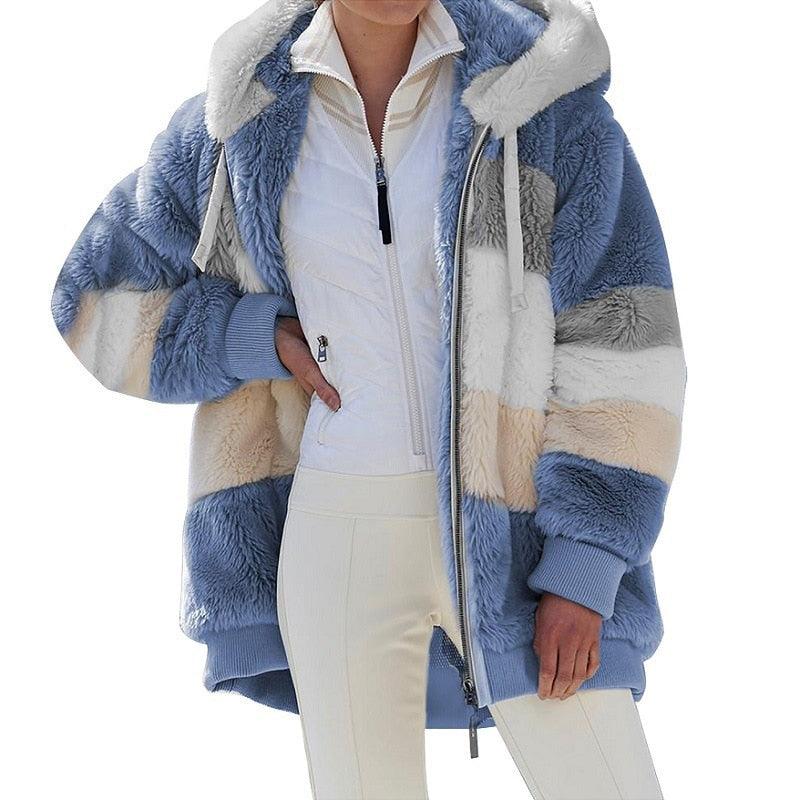 Modern Women Casual Jacket Coats Hip Hop New Autumn Winter Loose  Multicolor Hooded Jacket For Women Winter Fleece Jacket Hooded Solid Color Coats With Pockets Comfortable Jacket