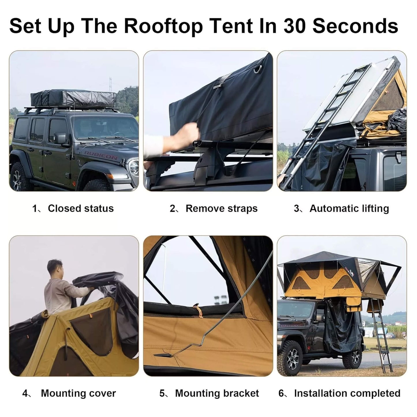 Naturnest Andromeda Khaki Soft-Shell Rooftop Tent With Large Panoramic Skylight & YKK Doors (SAK72384)