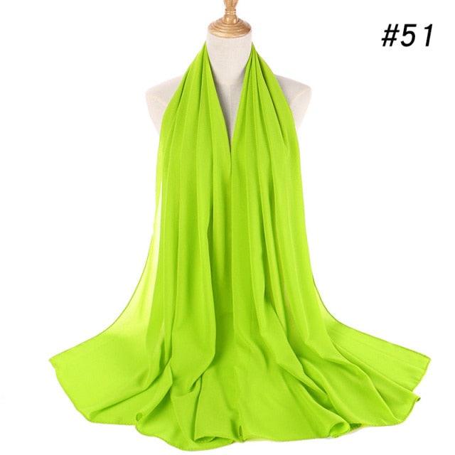 New Long Solid Colorful Soft Chiffon Hijab Elegant Scarf Wrap Lightweight Islamic Head Wear Escharpe Shawls Headband Stole Muslim Hijabs Wrap Headscarf Scarves Colors For Women