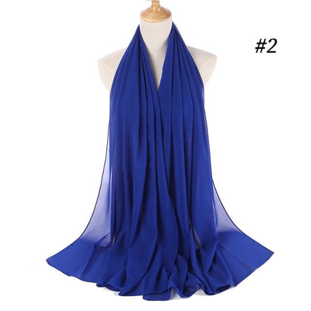 New Long Solid Colorful Soft Chiffon Hijab Elegant Scarf Wrap Lightweight Islamic Head Wear Escharpe Shawls Headband Stole Muslim Hijabs Wrap Headscarf Scarves Colors For Women