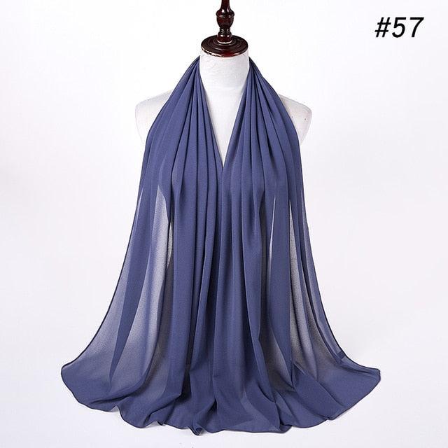 New Long Solid Colorful Soft Chiffon Hijab Elegant Scarf Wrap Lightweight Islamic Head Wear Escharpe Shawls Headband Stole Muslim Hijabs Wrap Headscarf Scarves Colors For Women