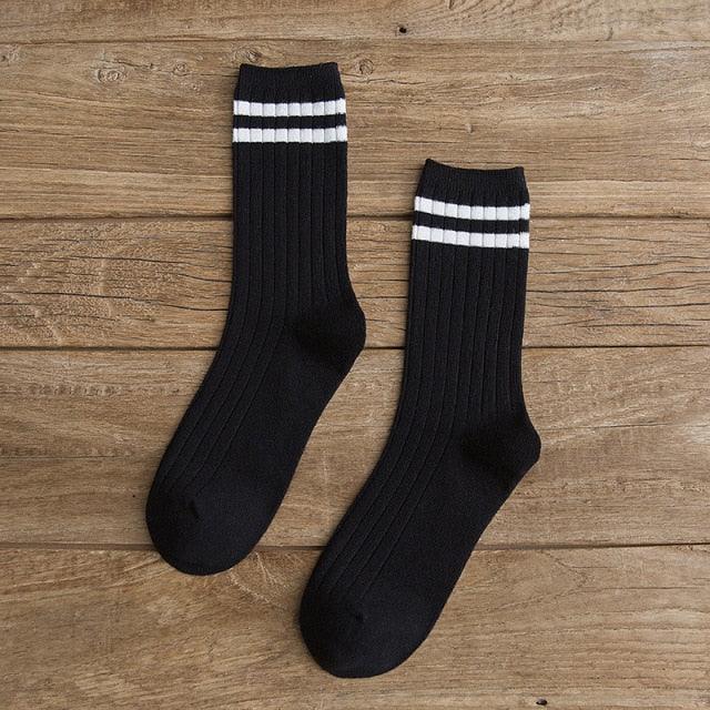 New Loose Solid Colors High School Girls Cute Socks Needles Knitting Cotton Scrunch Socks For Women