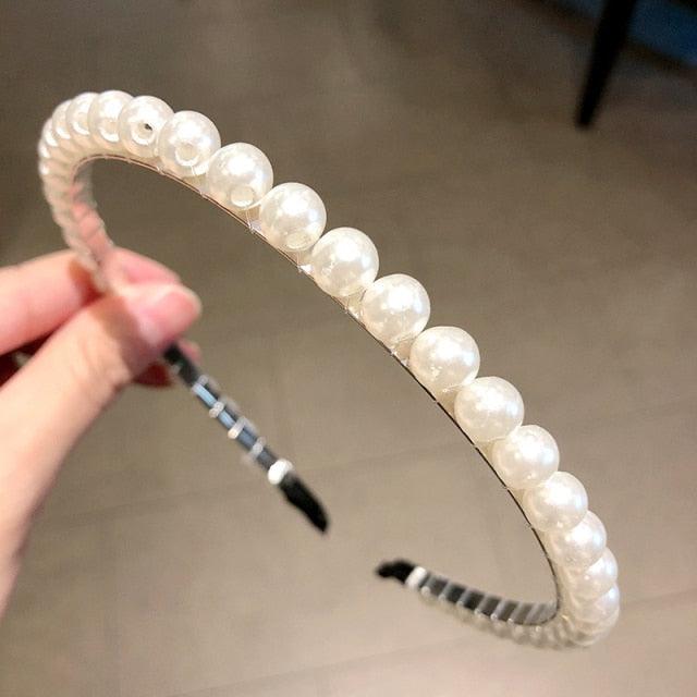 Simulation Pearl Hairbands Women Hair Accessories Korean Handmade Bow Flower Hoops Headband Wedding Ornaments Gorgeous Hair Accessories For Women