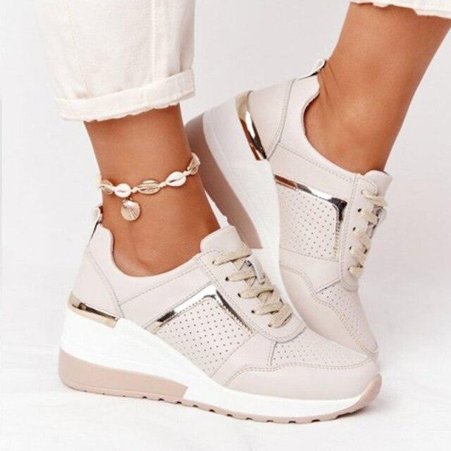 New Women Casual Shoes Height Increasing Sport Elegant Shoes Air Cushion Comfortable Sneakers Women's Vulcanize Shoes Sports Breathable Sneakers