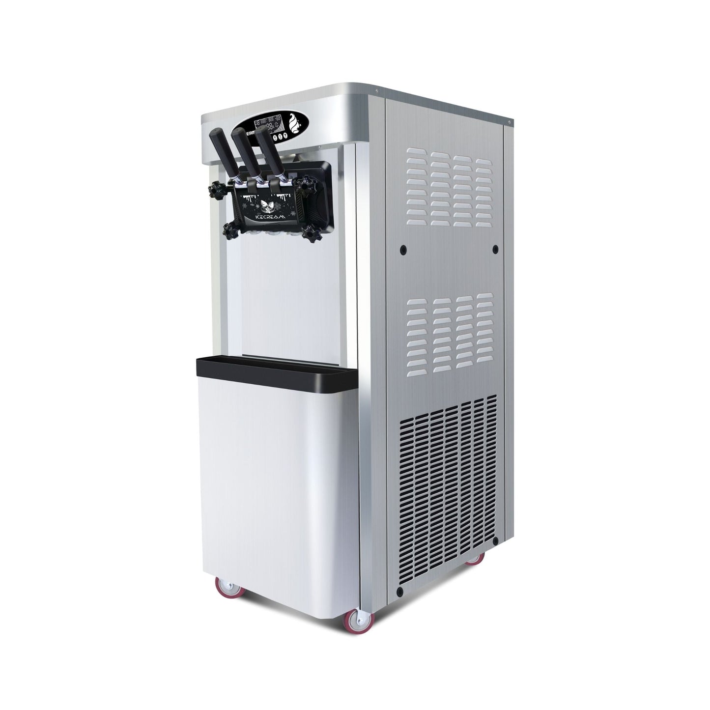 Premium Commercial Vertical 2000W 3-Flavor Soft Ice Cream Machine With Dual 6L Hoppers, 25-30L/H (SAK93406)
