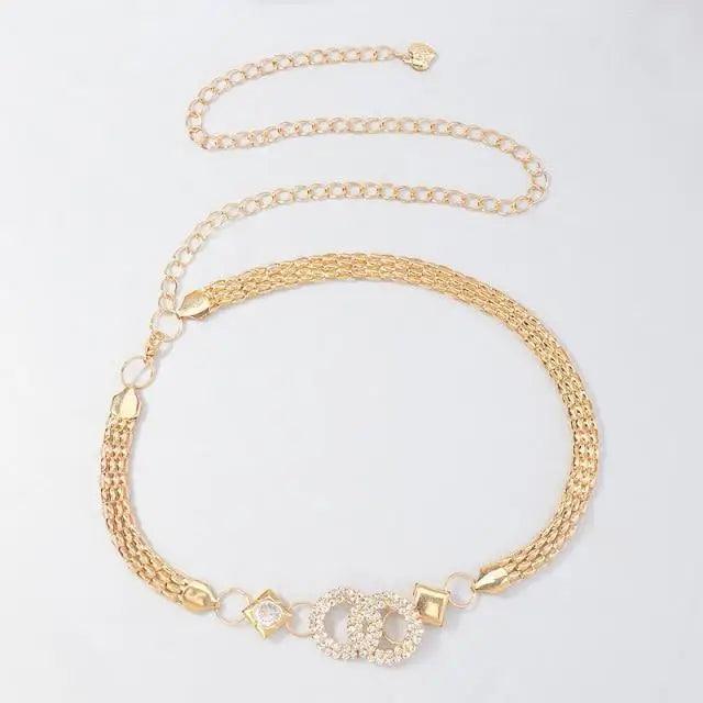 Shiny Women Metal Belt Luxurious Gold Dress Chain Belts Elegant Polished Adjustable Metal Mirror Waist Belt