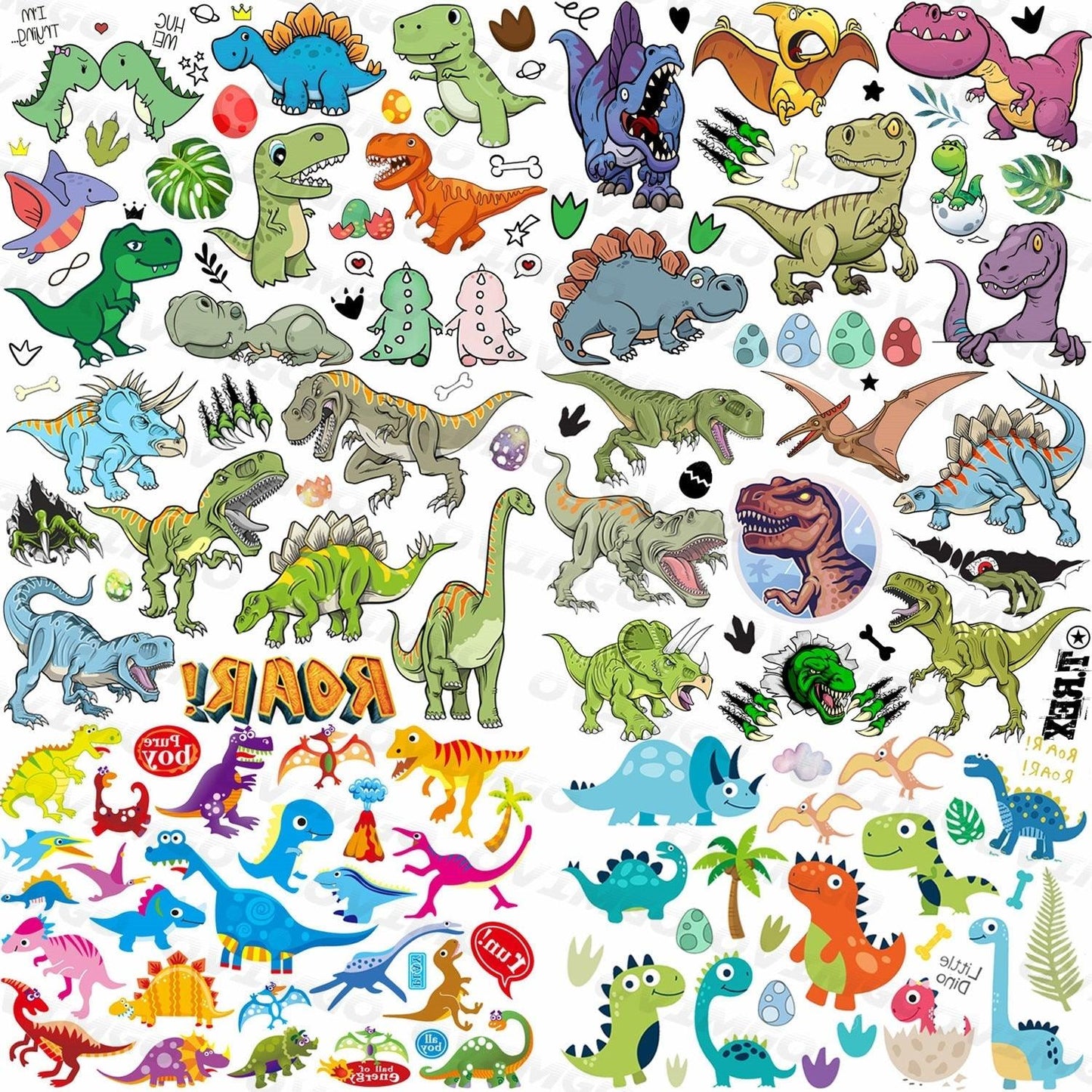 Small 3D Dinosaur Temporary Sticker Tattoos Colorful Tiny Tattoos For Party Children