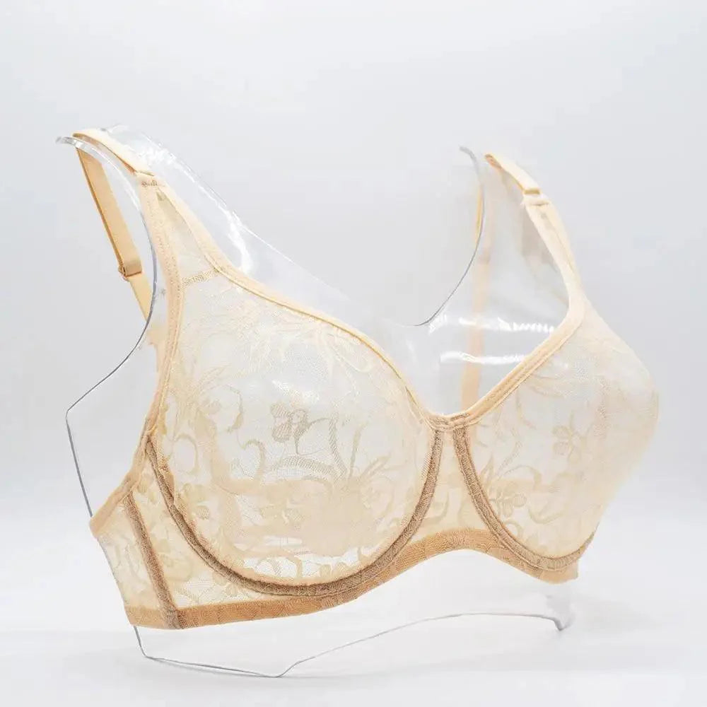 Plus Size Lace Bras For Women Underwired Bralette Womens Underwear Delicate Embroidery Lingerie Brassiere