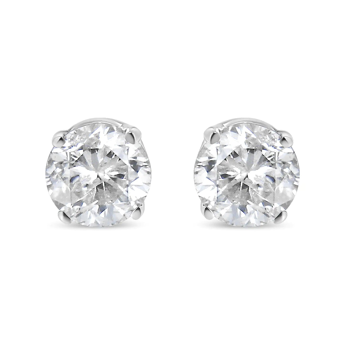 14K White Gold 1/2 Cttw 4-Prong Set Brilliant Round-Cut Solitaire Lab Grown Diamond Push Back Stud Earrings (F-G Color, VS2-SI1 Clarity)