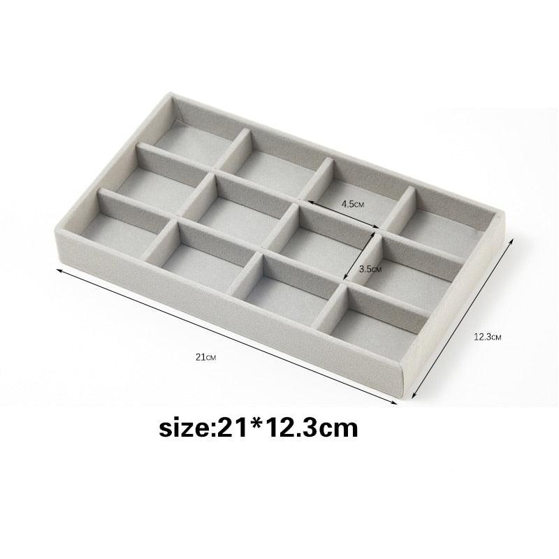 Velvet Jewelry Display Stackable Exquisite Jewelry Holder Portable Ring Earrings Necklace Organizer Box organizer Velvet Drawer Organizer Showcase Jewelry Storage for Bracelet Necklace Earring Ring