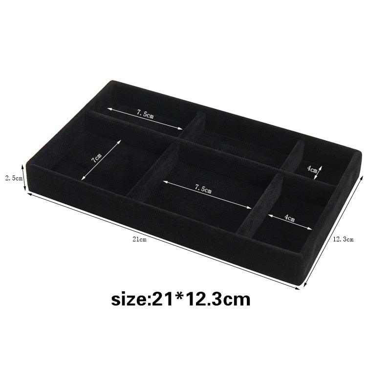 Velvet Jewelry Display Stackable Exquisite Jewelry Holder Portable Ring Earrings Necklace Organizer Box organizer Velvet Drawer Organizer Showcase Jewelry Storage for Bracelet Necklace Earring Ring
