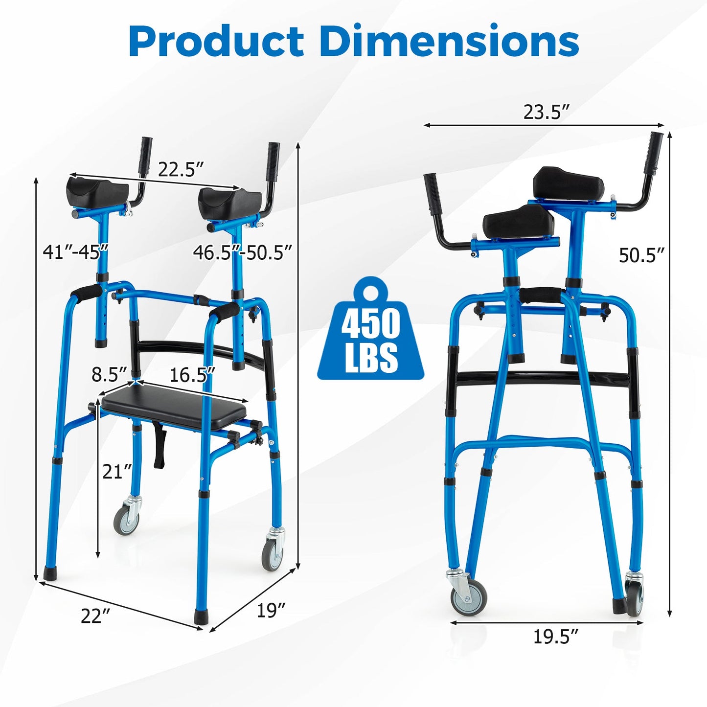 Versatile Rolling Walker for Rehabilitation Training-Navy