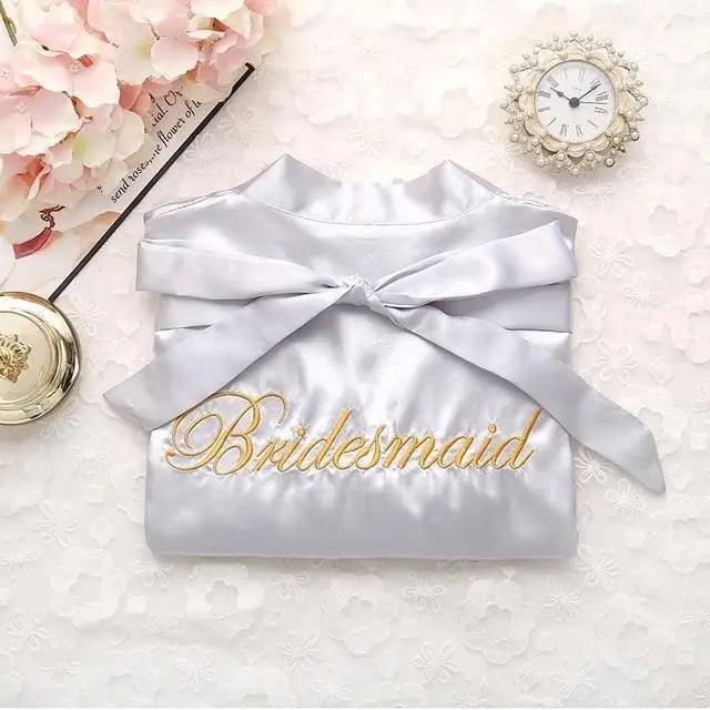 Wedding Satin Bride Robe Elegant Golden Bridesmaid Casual Short Women Nightwear Comfortable Sleepwear